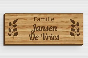 Hout naambordje voordeur - Gegraveerd hout - chene - glue - nl-nl-huis-deur-bord-hout-005-3-1756804858994