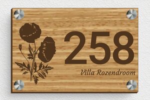 Houten huisnummerbord - Bedrukt hout - chene - screws-spacer - nl-nl-huis-nummer-bord-hout-001-2-1756803437265