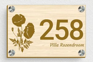 Houten huisnummerbord - Bedrukt hout - erable - screws-spacer - nl-nl-huis-nummer-bord-hout-003-5-1756803485712