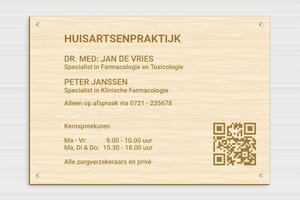 Houten bedrijfsborden - Gegraveerd hout - erable - screws - nl-nl-huisarts-praktijk-hout-bord-001-1-1756801367460