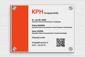 Bedrijfsnaamborden Arts - Bedrukt PVC - gris-noir - screws-caps - nl-nl-huisartsenpraktijk-bord-004-4-1756807373766