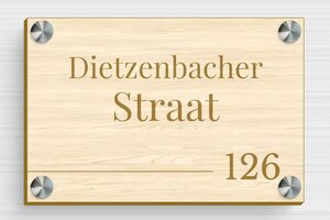 Houten huisnummerbord - Gegraveerd hout - erable - screws-spacer - nl-nl-huisnummer-bord-hout-004-4-1756803501904