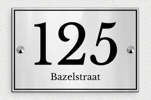 Aluminium huisnummerbord - Gegraveerd PVC - gris-brillant-noir - screws-caps - nl-nl-huisnummer-bord-roestvrijstaal-003-1-1756803402962