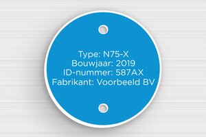 Ronde Plaat - Gegraveerd PVC - bleu-ciel-blanc - holes-only - nl-nl-kenn-zeichen-bord-003-5-1756800781763