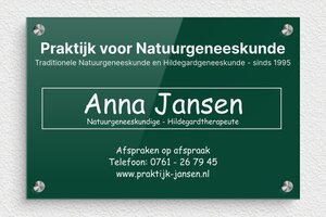 Bedrijfsnaamborden heilpraktiker - Gegraveerd plexiglas - vert-blanc - screws-spacer - nl-nl-natuur-geneeskundepraktijk-005-4-1756723779628