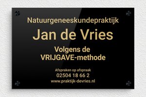 Bedrijfsnaamborden heilpraktiker - Gegraveerd plexiglas - noir-or - screws-spacer - nl-nl-natuur-geneeskundepraktijk-010-1-1756723754948