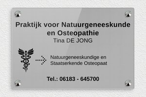 Bedrijfsnaamborden heilpraktiker - Gegraveerd plexiglas - gris-noir - screws-caps - nl-nl-natuur-geneeskundige-praktijk-001-5-1756723726300