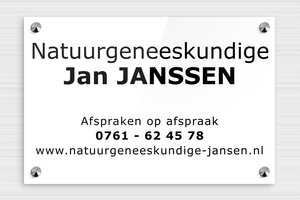 Bedrijfsnaamborden heilpraktiker - Gegraveerd plexiglas - blanc-noir - screws-caps - nl-nl-natuurgeneeskundige-001-3-1756804711277