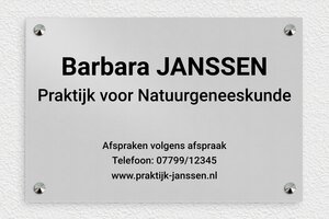 Bedrijfsnaamborden Arts - Bedrukt aluminium  - anodise-noir - screws-caps - nl-nl-natuurgeneeskundige-praktijk-002-1-1756809356711