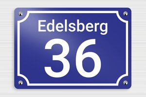 Aluminium huisnummerbord - Bedrukt aluminium  - bleu-blanc - screws-caps - nl-nl-nummer-ontwerp-003-3-1756810142256