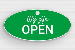 Ovale Plaat - Ovaal bord 'Open' - vert-blanc - holes-only - nl-nl-open-bord-bedrijf-004-3-1756722177954