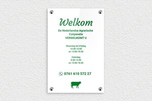 Openingstijden Borden - Gegraveerd plexiglas - blanc-vert - screws-caps - nl-nl-openingstijd-bord-bedrijf-002-1-1756722093564