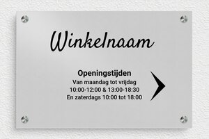 Openingstijden Borden - Bedrukt aluminium  - anodise-noir - screws-spacer - nl-nl-openingstijd-bord-winkel-001-1-1756808834533