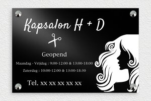 Openingstijden Borden - Bedrukt aluminium  - noir-blanc - screws-caps - nl-nl-openingstijd-bord-winkel-002-0-1756809809725