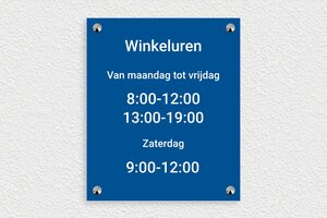 Openingstijden Borden - Gegraveerd PVC - bleu-blanc - screws-caps - nl-nl-openingstijden-bord-winkel-003-2-1756722156795