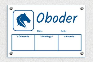 Naambord paard - Gegraveerd PVC - blanc-bleu - screws-caps - nl-nl-paard-voer-naam-bord-004-3-1756722377463 Naambord paard - Gegraveerd PVC - blanc-bleu - screws-caps - nl-nl-paard-voer-naam-bord-004-3-1756722377463