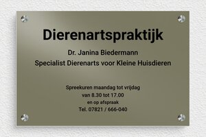 Aluminium bedrijfsborden - Bedrukt aluminium  - taupe-blanc - screws-spacer - nl-nl-praktijk-bord-alu-003-1-1756810010342