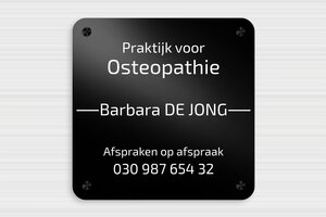 Aluminium bedrijfsborden - Bedrukt aluminium  - noir-blanc - screws-caps - nl-nl-praktijk-bord-alu-010-3-1756809953569