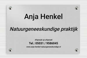 Aluminium bedrijfsborden - Bedrukt aluminium  - anodise-noir - screws-caps - nl-nl-praktijk-bord-aluminium-001-1-1756809075937