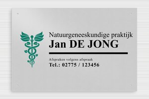 Aluminium bedrijfsborden - Bedrukt aluminium  - anodise-noir - holes-only - nl-nl-praktijk-bord-aluminium-001-5-1756809095099