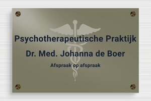 Aluminium bedrijfsborden - Bedrukt aluminium  - taupe-blanc - screws-spacer - nl-nl-praktijk-bord-aluminium-003-2-1756810019135