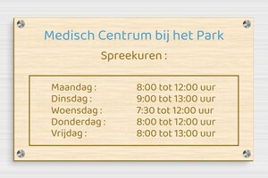 Houten bedrijfsborden - Bedrukt hout - erable - screws-spacer - nl-nl-praktijk-bord-hout-006-3-1756805145305