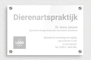 Plexiglas Borden - Gegraveerd plexiglas - blanc-argent - screws-spacer - nl-nl-praktijk-bord-plexi-003-4-1756801645507