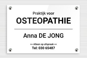 Plexiglas bedrijfsborden - Gegraveerd plexiglas - blanc-noir - screws-caps - nl-nl-praktijk-bord-plexi-007-3-1756804779631