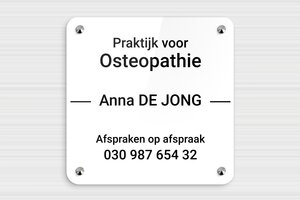 Plexiglas bedrijfsborden - Gegraveerd plexiglas - blanc-noir - screws-caps - nl-nl-praktijk-bord-plexi-016-3-1756805055240