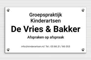 PVC Bedrijfsborden - Gegraveerd PVC - blanc-noir - screws-caps - nl-nl-praktijk-bord-pvc-002-1-1756801718826