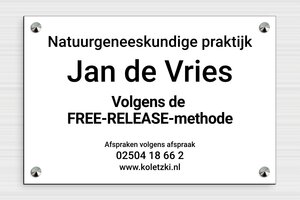 PVC Bedrijfsborden - Gegraveerd PVC - blanc-noir - screws-caps - nl-nl-praktijk-bord-pvc-005-3-1756804731151