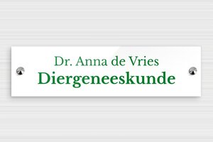 Plexiglas bedrijfsborden - Gegraveerd plexiglas - blanc-vert - screws-caps - nl-nl-praxis-bord-plexiglas-018-3-1756805081541