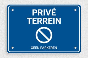 Eigen Terrein borden - Bord 'Privéterrein, parkeren verboden' - bleu-blanc - screws - nl-nl-prive-bord-038-1-1756796161660