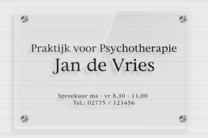 Bedrijfsnaamborden Psycholoog - Transparant plexiglas - transparent - screws-spacer - nl-nl-psycho-praktijk-bord-002-5-1756800837601 Bedrijfsnaamborden Psycholoog - Transparant plexiglas - transparent - screws-spacer - nl-nl-psycho-praktijk-bord-002-5-1756800837601