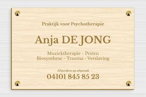 Houten bedrijfsborden - Gegraveerd hout - erable - screws-caps - nl-nl-psycho-praktijk-bord-004-3-1756800882548