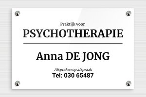 Gegraveerde Borden - Gegraveerd plexiglas - blanc-noir - screws-caps - nl-nl-psycho-praktijk-bord-006-3-1756804698107