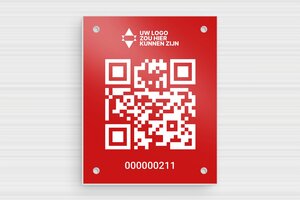 qr code bord - Bedrukt aluminium  - rouge-blanc - holes-only - nl-nl-qr-code-bord-001-4-1756810203289