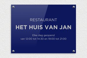 Horeca Borden - Gegraveerd plexiglas - bleu-argent - screws-caps - nl-nl-restaurant-002-1-1756721521791