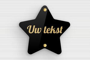 Gegraveerde Borden - Gegraveerd plexiglas - noir-or - screws - nl-nl-stern-vormig-bord-004-1-1756802785608