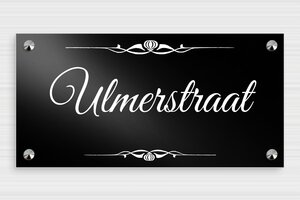 Aluminium naambordje voordeur  - Bedrukt aluminium  - noir-blanc - screws-caps - nl-nl-straat-bord-002-4-1756809841988