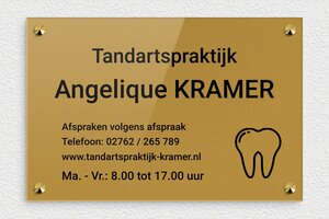 Bedrijfsnaamborden Arts - Gegraveerd plexiglas - or-fonce-noir - screws-caps - nl-nl-tandarts-praktijk-bord-003-1-1756801327096