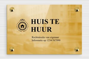 Messing naambordje voordeur - Bedrukte messing - poli-noir - screws-caps - nl-nl-te-huur-bord-003-5-1756807991884