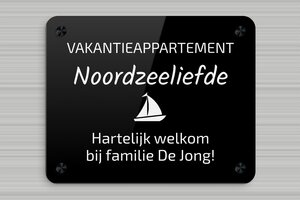 Borden Vakantiewoning - Gegraveerd plexiglas - noir-blanc - screws-caps - nl-nl-vakantie-appartement-bord-001-1-1756800139369