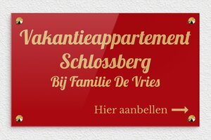 Plexiglas Borden - Gegraveerd plexiglas - rouge-or - screws-caps - nl-nl-vakantie-appartement-bord-001-3-1756800151863