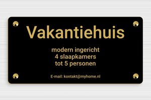 Borden Vakantiewoning - Gegraveerd PVC - noir-or - screws-caps - nl-nl-vakantiehuis-bord-005-3-1756800242823