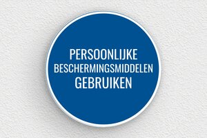 Borden per Sector / Branche - Rond bord 'Gebruik van persoonlijke beschermingsmiddelen verplicht' - bleu-blanc - glue - nl-nl-veiligheid-bord-industrie-002-3-1756722752713