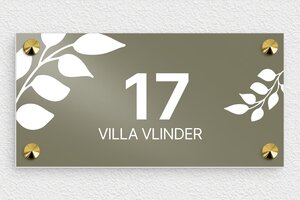 Huisnummerborden - Bedrukt aluminium  - taupe-blanc - screws-caps - nl-nl-villa-schild-017-1-1756809974555