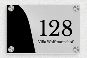 Aluminium huisnummerbord - Bedrukt aluminium  - anodise-noir - screws-caps - nl-nl-villa-schild-022-2-1756808919837