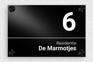 Huisnummerborden - Bedrukt aluminium  - noir-blanc - screws-caps - nl-nl-villa-schild-033-1-1756809831228