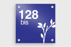 Plaque Numéro de maison bleue  - Aluminium - 100 x 100 mm - bleu - screws - num-maison-bleu-009-1